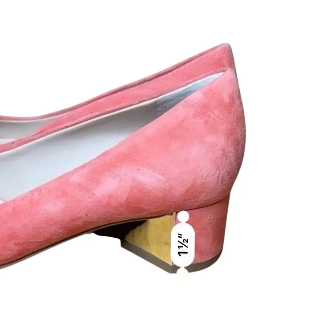 Franco Sarto Diva Red Suede Pumps Size 5 Pointed Toe Block Heel Classic Shoes